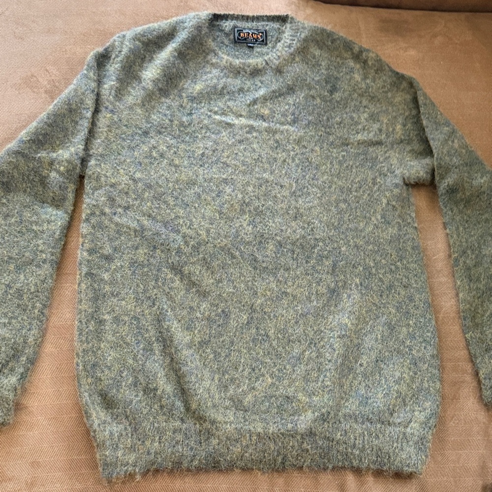BEAMS Plus Men's Mohair-blend  Green Crewneck Sweater Large